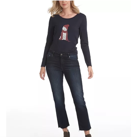 4/$40 🌟Barbour | Fareham Long Sleeve Graphic Dog Tee Navy Size 12/Large - Picture 2 of 11